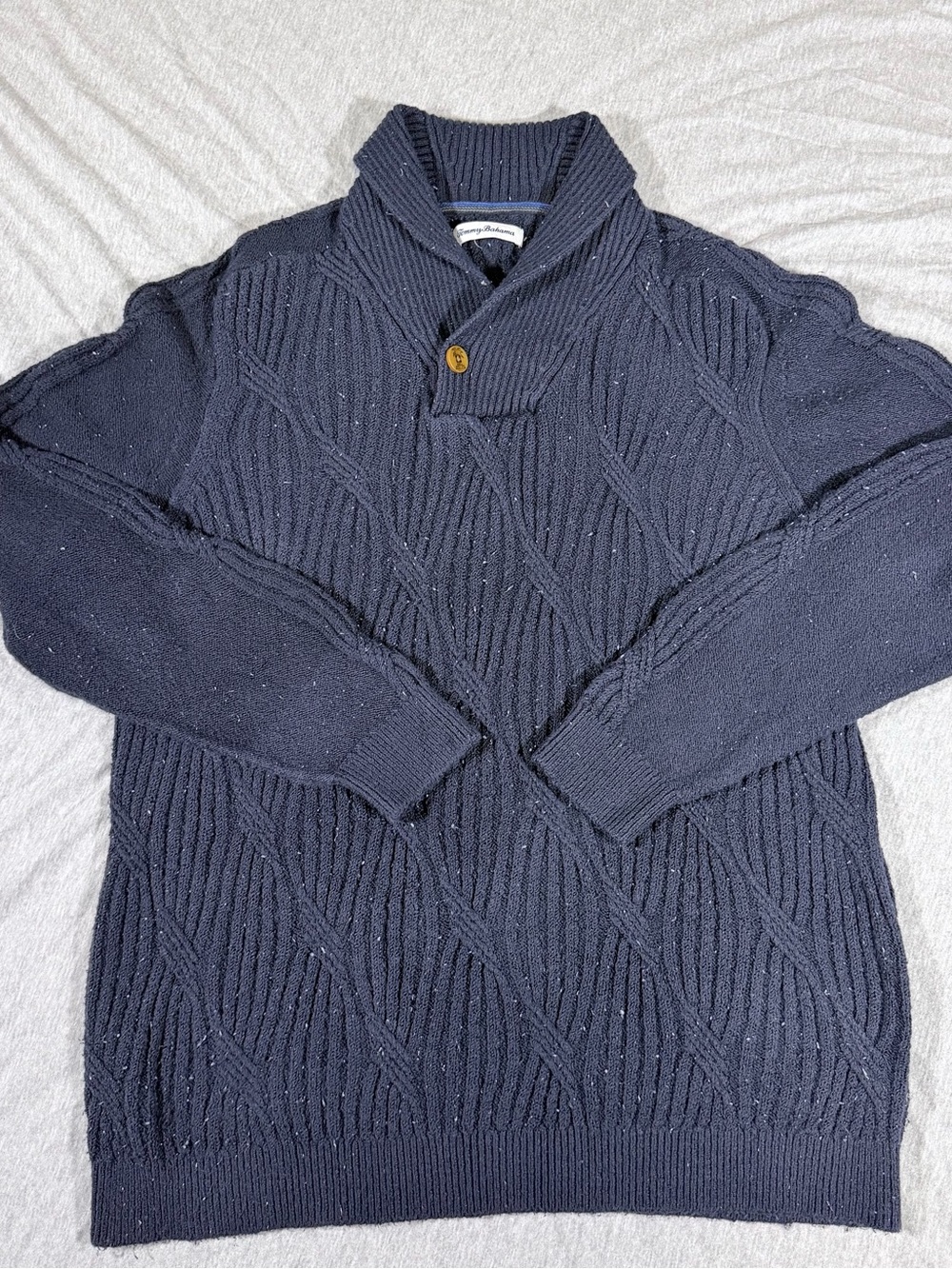 Tommy Bahama Mens Xl Merino Wool Blend shawl collar Cable knit cardigan
